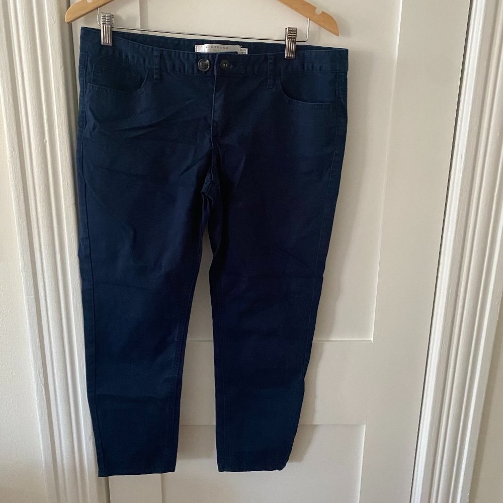 Giordano Blue Women’s Low Rise Skinny Tapered Khakis Size 32 - Picture 1 of 10